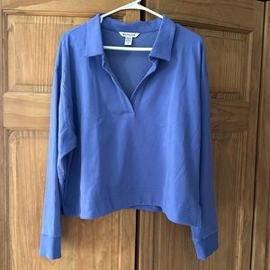 Athleta Retroterry Polo Sweatshirt Large Dark Adonis Blue